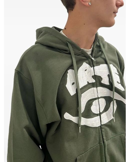 Arte' Green Zip-Up Hoodie for men