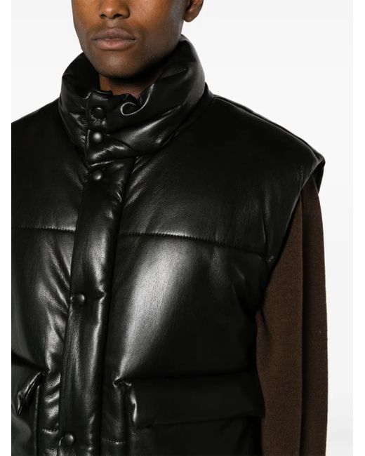 Nanushka Black Jovan Faux-Leather Quilted Gilet for men