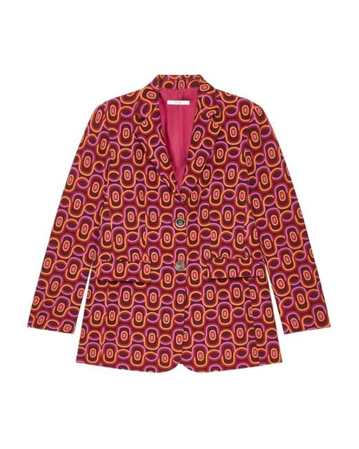 Maliparmi Red Geometric-Print Single-Breasted Blazer