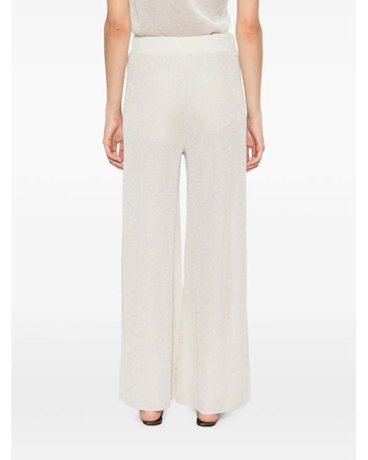 Nenette White Metallic-Effect Palazzo Pants