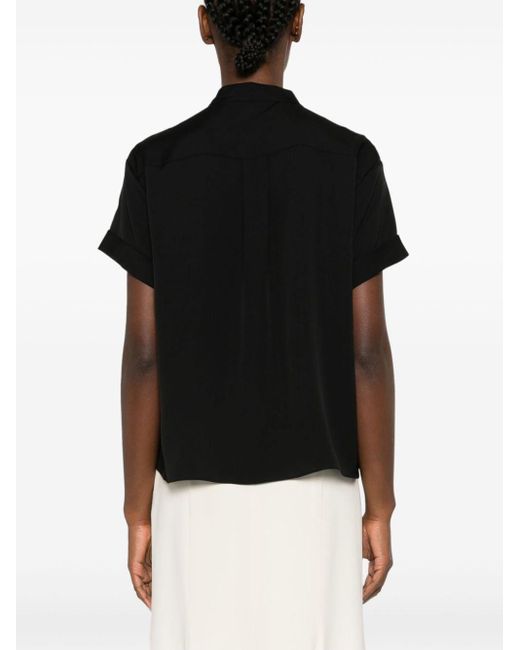 Theory Stand-up Collar Silk Shirt in het Black