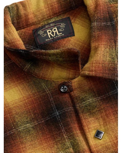 RRL Brown Plaid Button Shirt for men