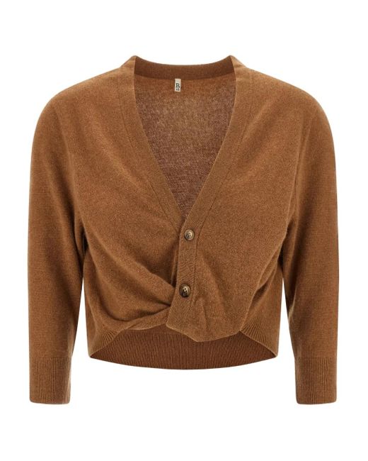 R13 Brown Twisted-Knot Cashmere Cardigan