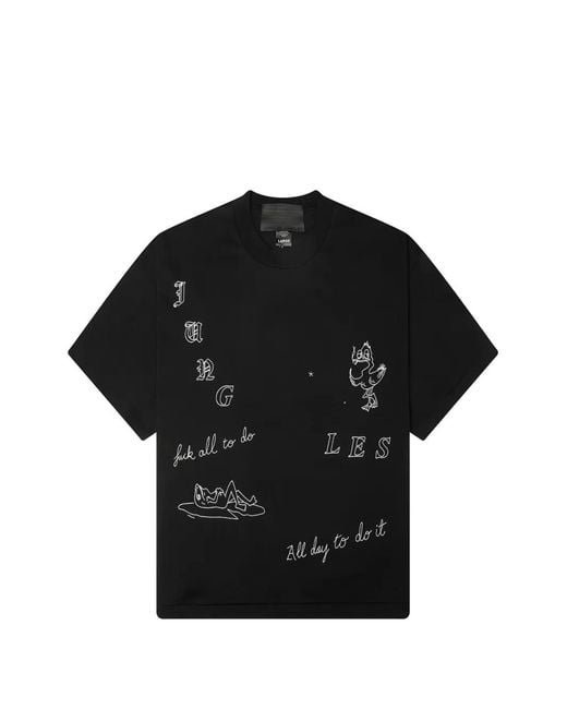 JUNGLES Black Embroidered T-Shirt for men