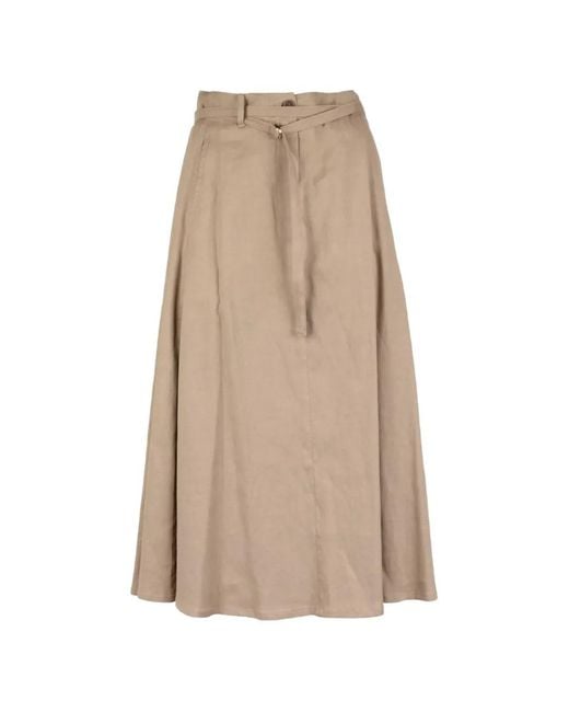 Seventy Natural Belted Midi Skirt
