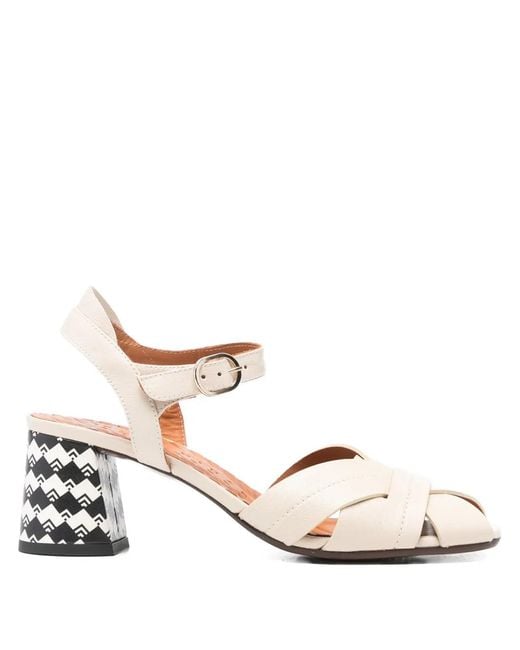 Chie Mihara Natural Criss-Cross Block-Heel Sandals