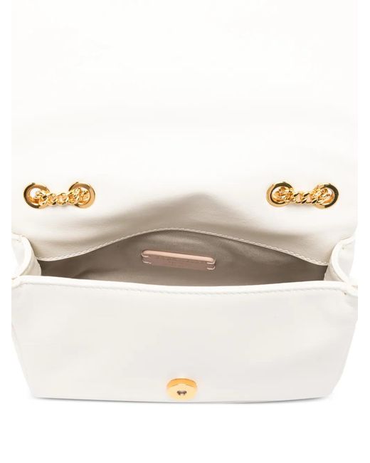 Coccinelle White Mini Dulse Embossed Chain Shoulder Bag