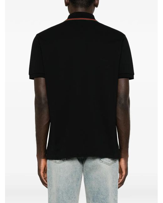 Gucci Black Web-Stripe Cotton-Piqué Polo Shirt for men