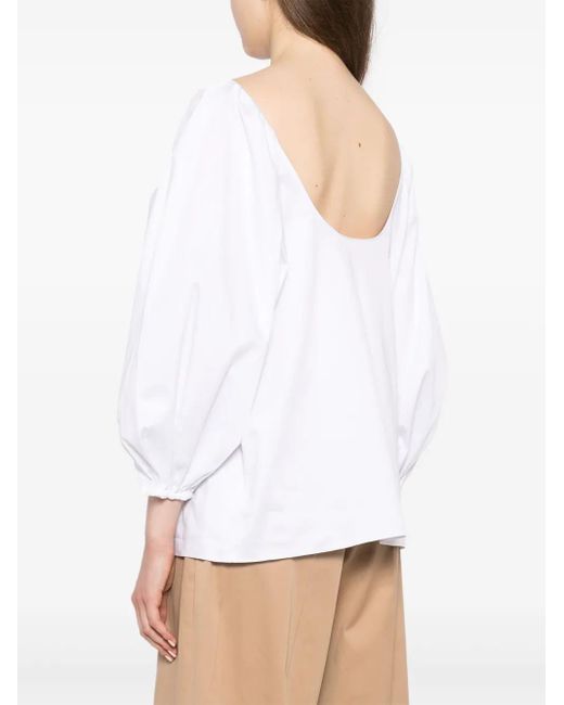 Carolina Herrera White Boat-Neck Blouse
