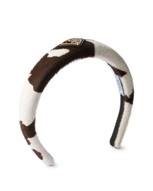 Prada White Cow-Print Headband