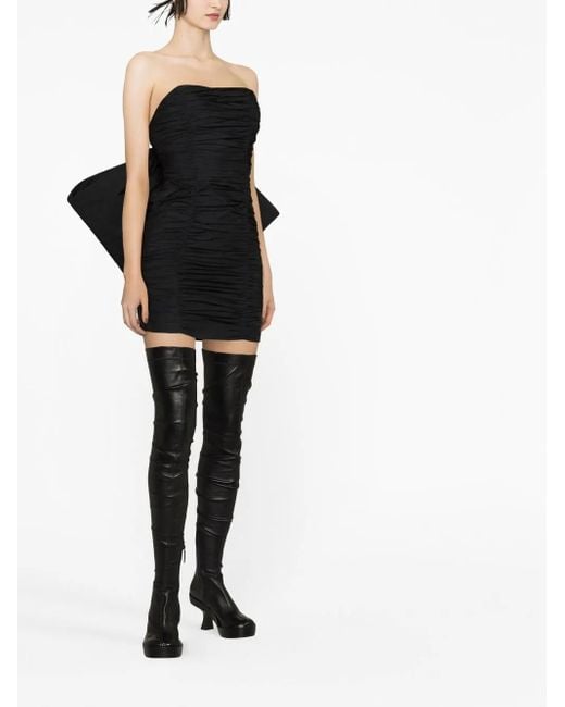 ROTATE BIRGER CHRISTENSEN Black Bow-detail Pleated Minidress