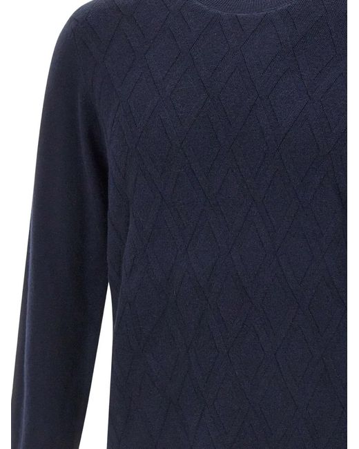 Diktat Blue Diamond-Pattern Sweater for men