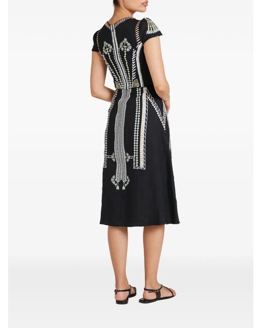 Temperley London Black Avalon Embroidered Linen Dress