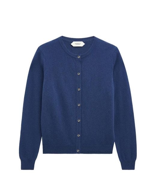 Pringle of Scotland Blue Crew-Neck Cashmere Cardigan