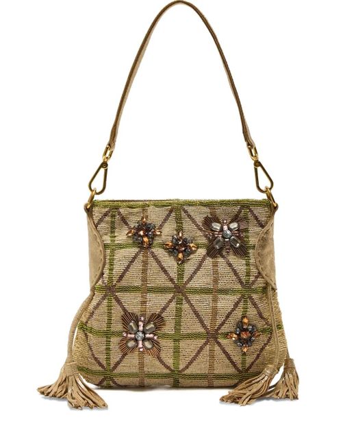 Maliparmi Metallic Schultertasche mit Perlendetail