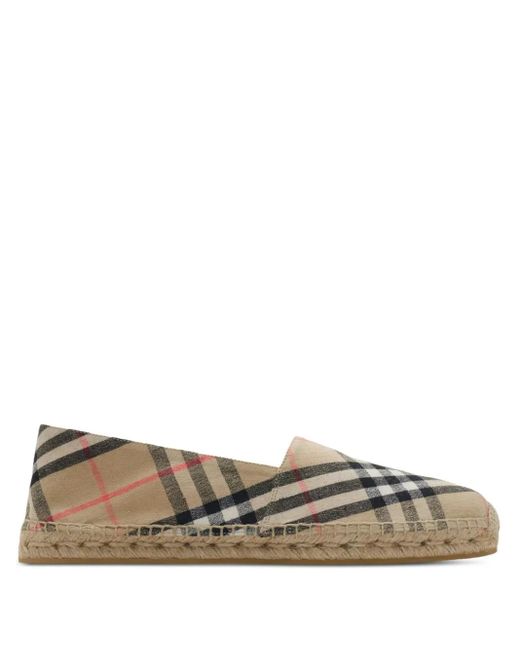 Burberry Brown Check Print Espadrille Sandals for men