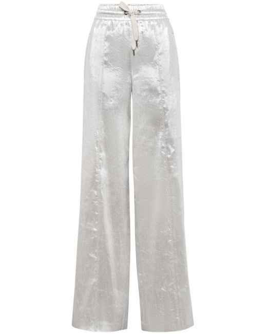 Pantalones anchos metalizados Brunello Cucinelli de color White