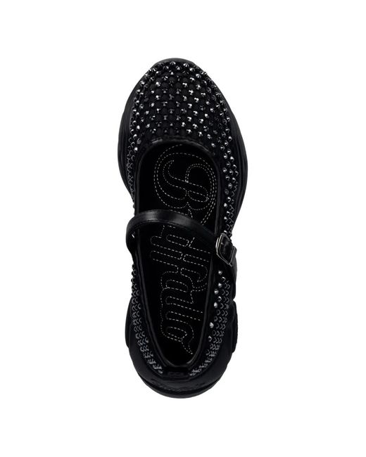 Buffalo Black Binary Ballerina Glam Crystal-Embellished Ballet Flats