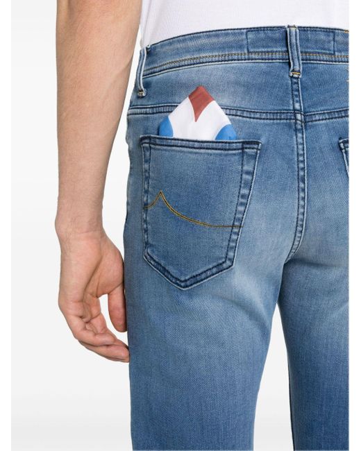 Jacob Cohen Blue Bard Mid-rise Slim-cut Jeans for men