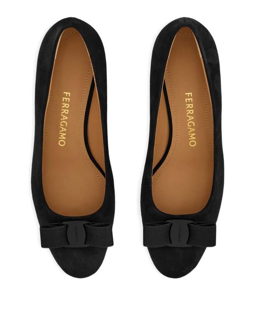 Ferragamo Black Vara Bow Block-Heel Pumps