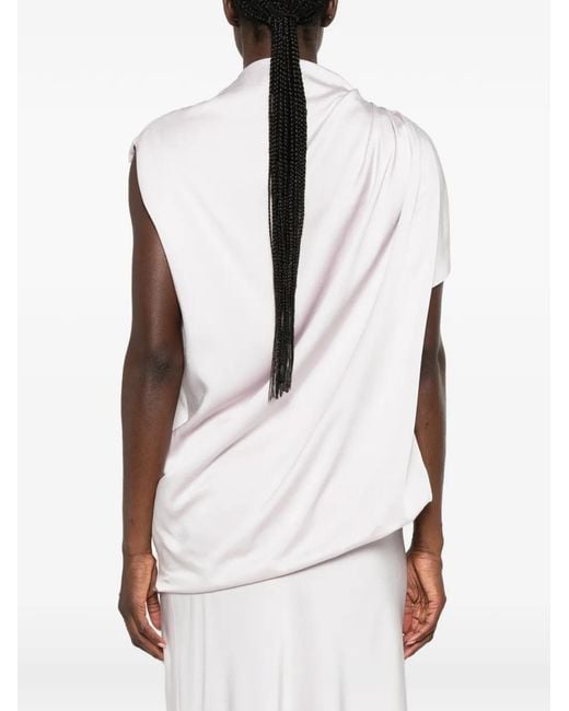 Fabiana Filippi White Draped-Detail Knot-Embellished Top