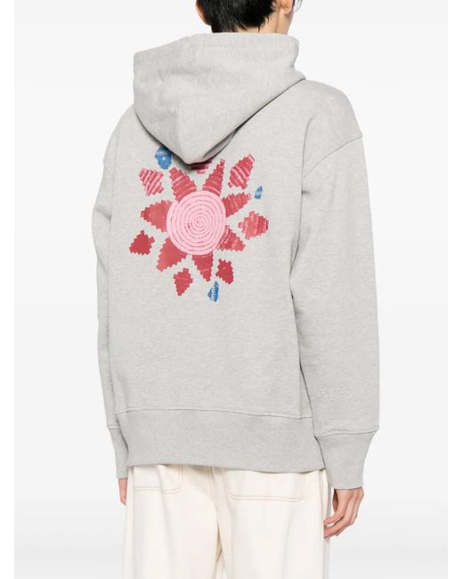 Adish Gray Alkhws Logo-Print Cotton Hoodie for men