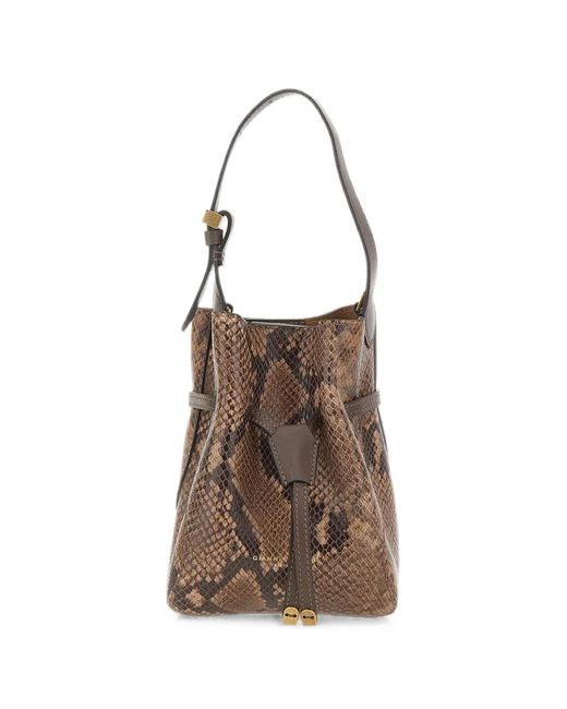 Gianni Chiarini Brown Sienna Snake-Effect Leather Bucket Bag