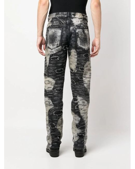 Givenchy Gray Distressed-Effect Straight-Leg Trousers for men