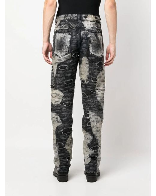 Pantaloni Dritti Con Effetto Vissuto di Givenchy in Gray da Uomo
