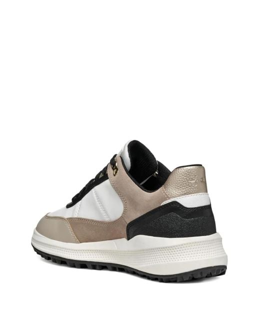 Geox White Leather Panelled Sneakers