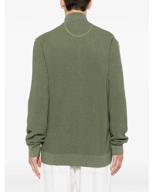 Gant Green Zip-Up Waffle-Knit Cardigan for men