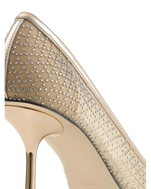 Jimmy Choo Natural Ixia 80 Embellished Mesh Pumps
