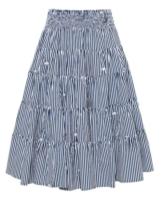 Samantha Sung Blue Blake Striped Poplin Skirt