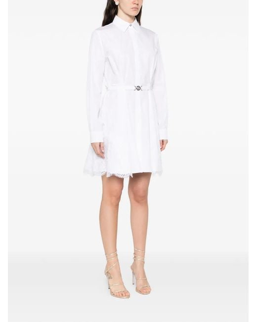Versace White Lace-Trim Cotton-Poplin Mini Shirt Dress