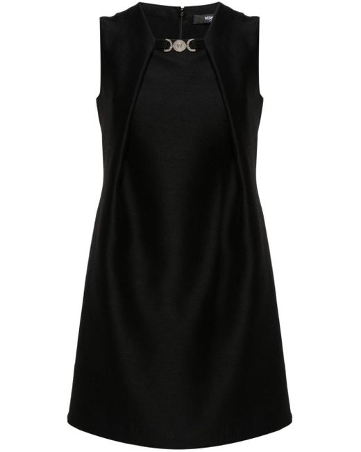 Vestido corto con placa de cabeza de Medusa Versace de color Black