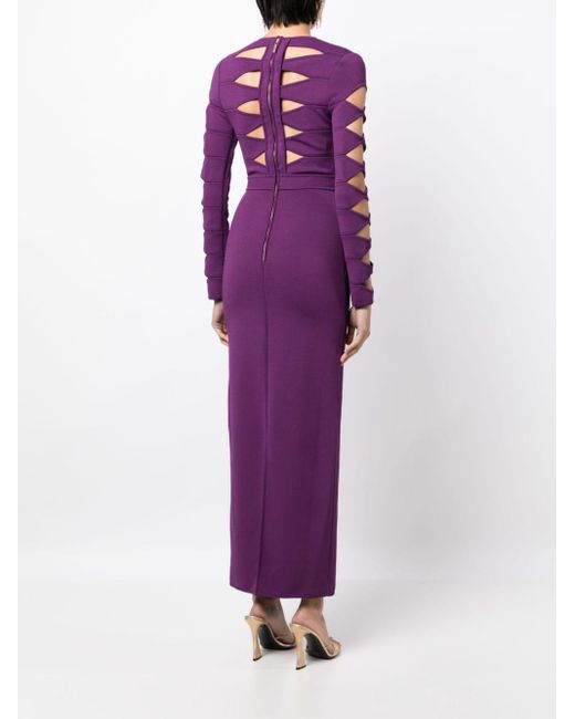 Elie Saab Purple Cut-out Knit Dress
