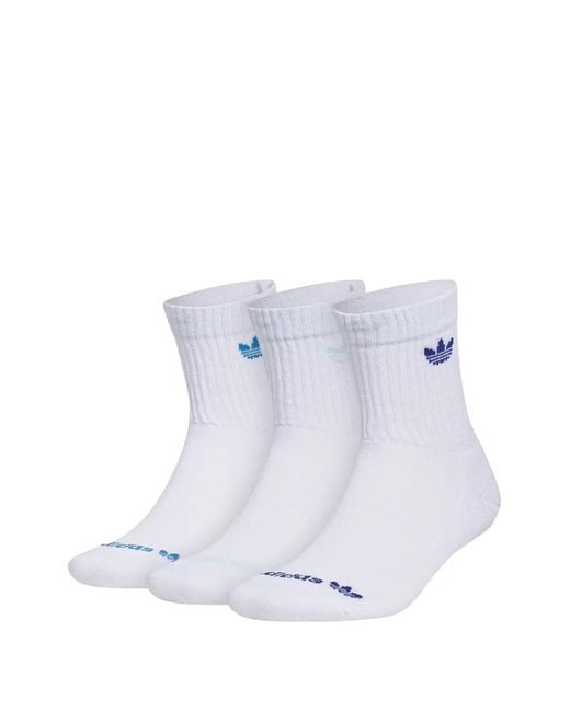 Adidas White Trefoil Ribbed-Knit Socks