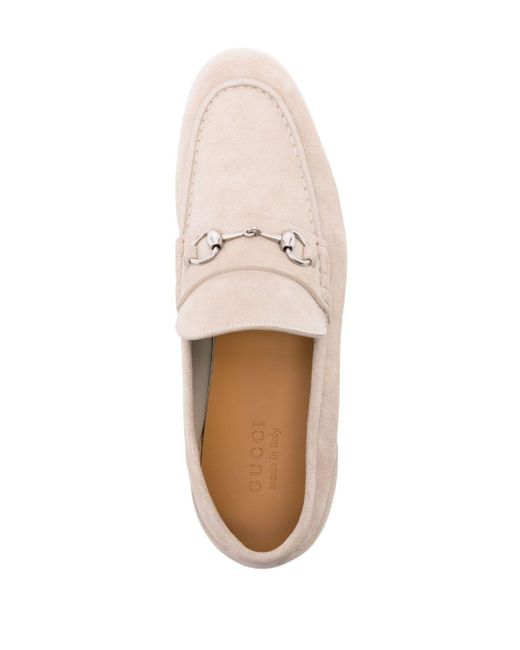 Gucci Pink Neutral Horsebit Detail Suede Loafers for men
