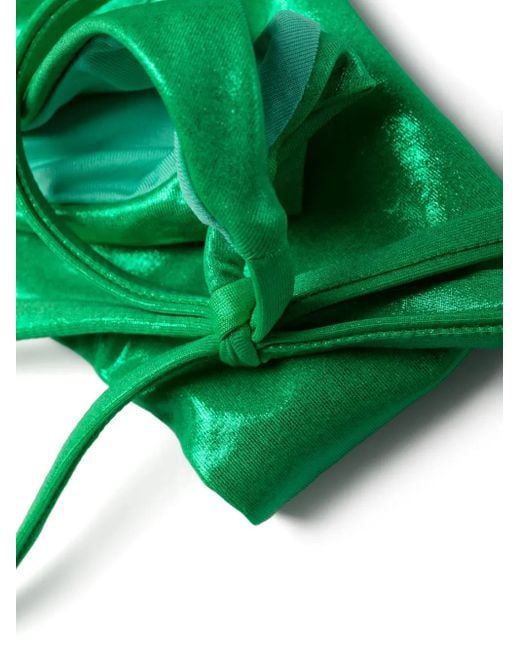 Moschino Green Logo-Patch Side-Tie Bikini Bottoms
