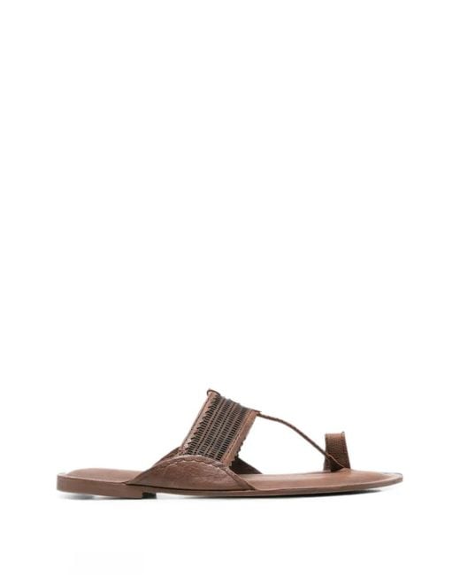 Injiri Brown Braided Toe-Loop Sandals
