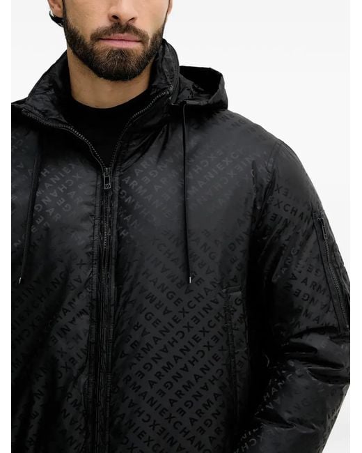 ARMANI EXCHANGE Black Logo-Print Padded Jacket for men