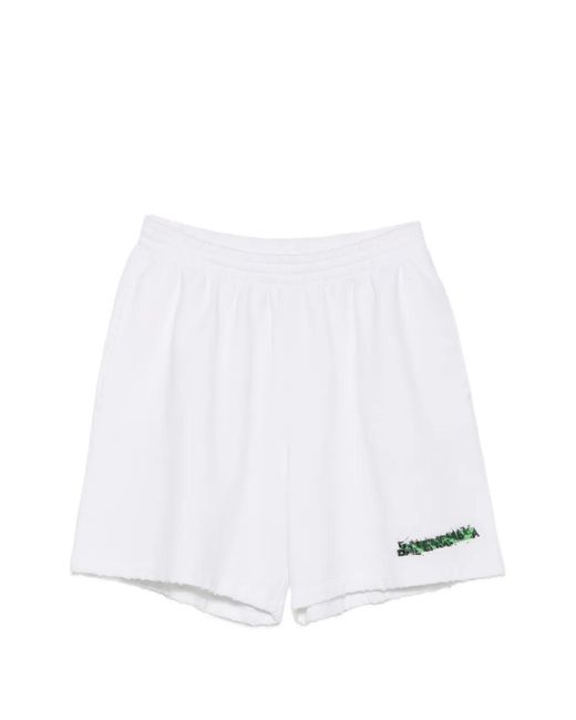 Balenciaga White Logo-Print Pocket Shorts for men