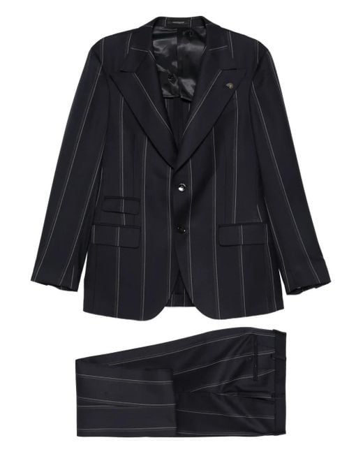 Gabriele Pasini Black Single-Breasted Pinstripe Suit for men