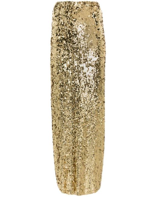 Atu Body Couture Metallic Sequin-embellished Maxi Skirt