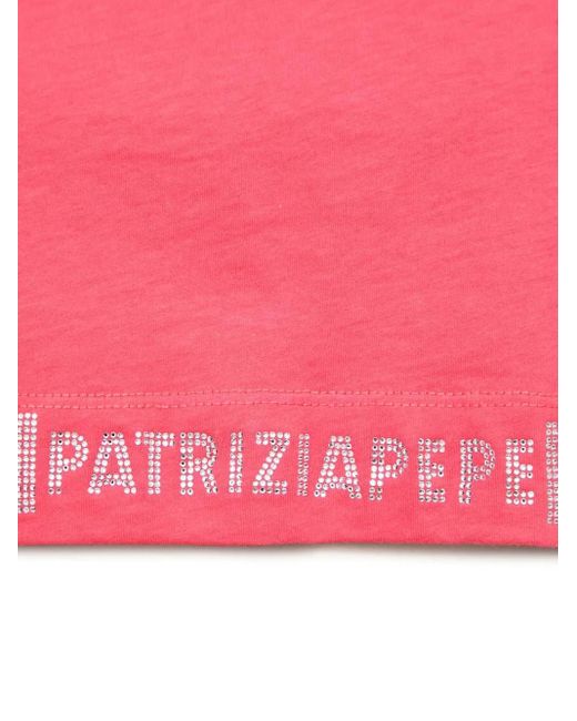 Patrizia Pepe Pink Rhinestone Logo T-Shirt