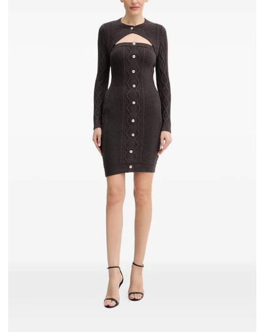 Guess Black Buttoned Cable-Knit Dress Set