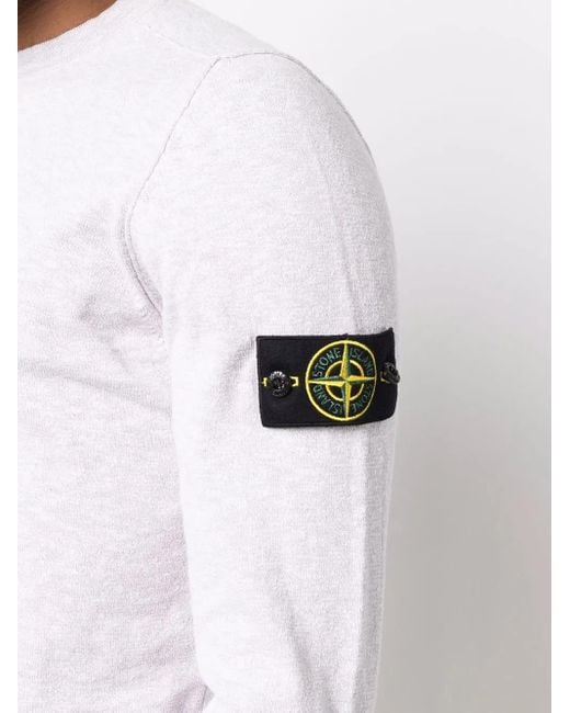 Stone Island White Compass Badge Crew-Neck Jumper for men
