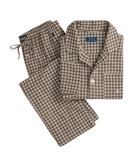 Polo Ralph Lauren Brown Checked Flannel Pyjama Set for men