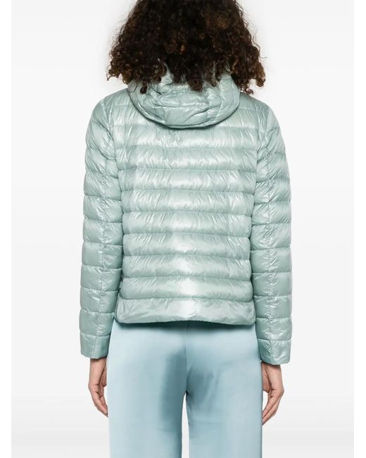 Herno Blue Cropped Padded Jacket With Hood