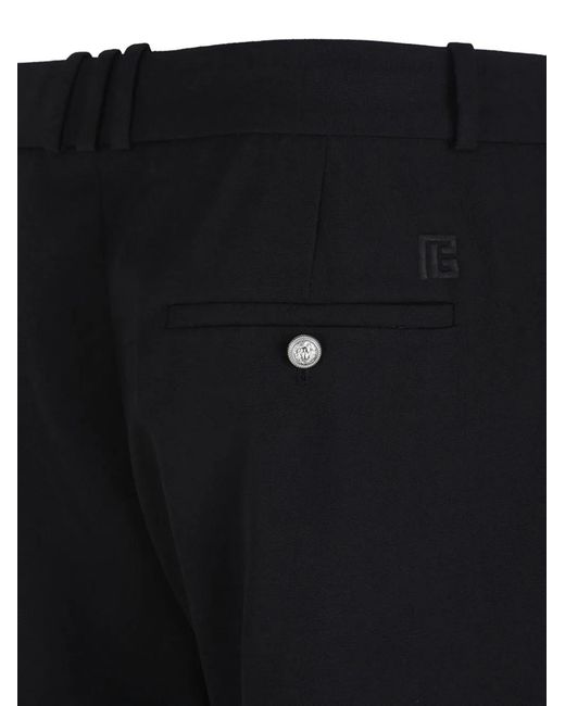 Balmain Black Button-Fastening Wool Trousers for men